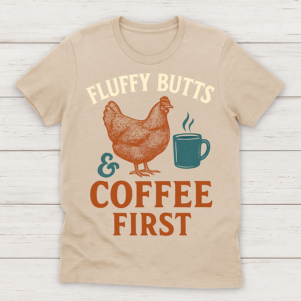 Fluffy Butts & Coffee First Tee